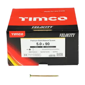 Timco - Velocity Premium Multi-Use Screws - PZ - Double Countersunk - Yellow (Size 5.0 x 90 - 1000 Pieces)