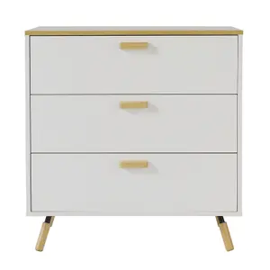 76 x 40 x 79cm Wooden Side Cabinet with 3 Drawers