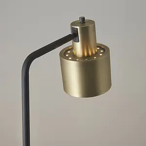 Luminosa Mayfield Task Floor Lamp Matt Antique Brass Plate, Matt Black