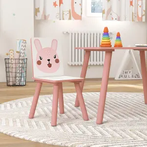 ZONEKIZ Kids Table and Chairs, Childrens Desk with 2 Chairs, Pink