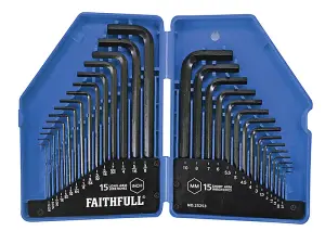 Faithfull  Metric/Imperial Hex Key Set, 30 Piece (0.7-10mm 0.028-3/8in) FAIHKS30MAF