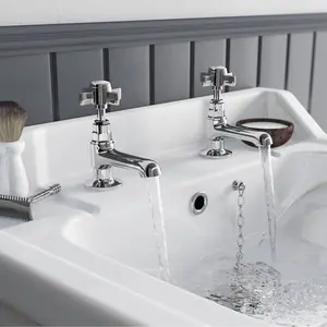 Nes Home Edwardian hot & cold twin basin taps full turn cross handle