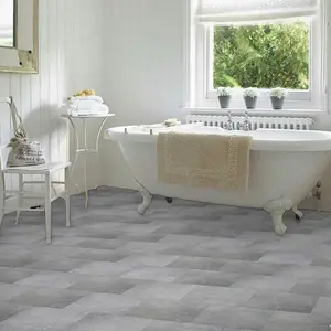 Cosmo Cement Vinyl Tile Effect by Rhino Classic Lino Flooring Sheet Vinyl Flooring - 9m(29'5") X 2m(6'6")-18m²