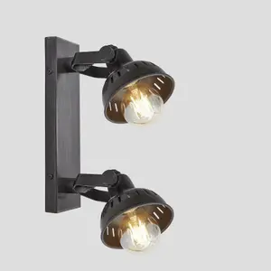 Industville Swivel Spotlight Flush Mount/Wall Light, Double, Pewter