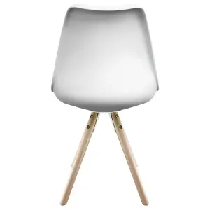 Soho White & Aqua Plastic Dining Chair with Pyramid Light Wood Legs