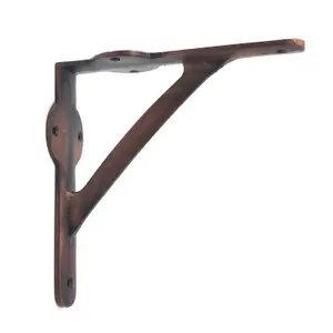 Oakcrafts -Pair of Cast Iron Gallows Shelf Brackets with a Copper Finish - 150mm x 150mm