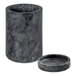 Argon Tableware 2 Piece Marble Wine Bottle Coaster & Cooler Set - Black