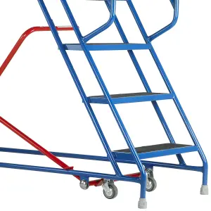 15 Tread Mobile Warehouse Stairs Punched Steps 4.75m EN131 7 BLUE Safety Ladder