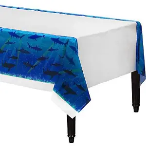 Creative Party Splash Plastic Shark Party Table Cover Blue/White (One Size)