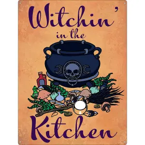 Grindstore Witchin In The Kitchen Plaque Orange (One Size)