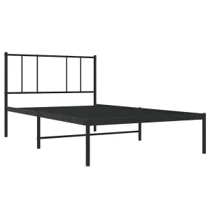 Berkfield Metal Bed Frame with Headboard Black 75x190 cm 2FT6 Small Single