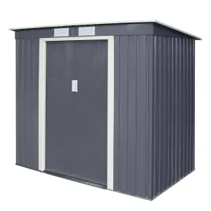 Rowlinson Trentvale 6x4 ft Pent Dark grey Metal 2 door Shed