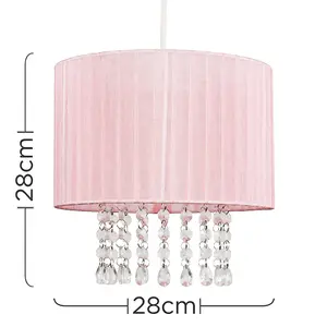 ValueLights Oba Pink Ceiling Pendant Droplets Shade and B22 GLS LED 10W Warm White 3000K Bulb