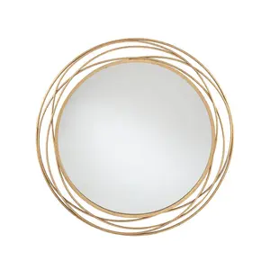 Javin Round Metal Swirl Framed Wall Mounted Accent Mirror Gold