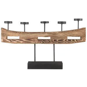 Candle Holder GUATEMALA Wood Light Wood Black