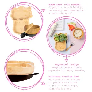 Tiny Dining - Llama Bamboo Suction Baby Feeding Set - Black - 4pc