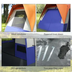 Outsunny Camping Tent with 3000mm Waterproof Rainfly & Screen Panels, Orange