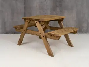 Fortem Rounded Pub Style Picnic Table Benches Set (3ft, Rustic brown)