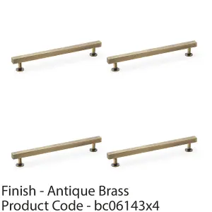 4 PACK - Straight Square Bar Pull Handle - Antique Brass 192mm Centres SOLID BRASS Drawer