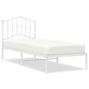 Berkfield Metal Bed Frame with Headboard White 80x200 cm