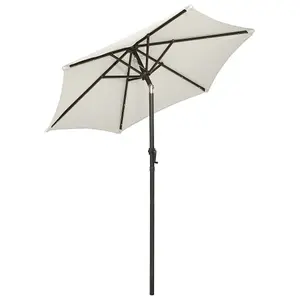 Berkfield Parasol with LED Lights Sand 200x211 cm Aluminium