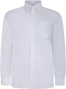 5XL Bigdude Classic Long Sleeve Poplin Shirt White - 5XL