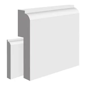 National Skirting Bullnose II MDF Skirting Board Cover - 160mm x 25mm 4200mm Primed (To Cover 90mm Existing Skirting)