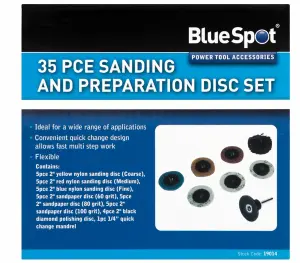 BlueSpot Sanding Pads Set Type R Roll Lock Roloc Discs 2" 50mm Fits Power Drill