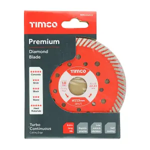 TIMCO Premium Diamond Blade Continuous - 115 x 22.2