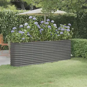 Berkfield Garden Planter Powder-coated Steel 224x40x68 cm Grey