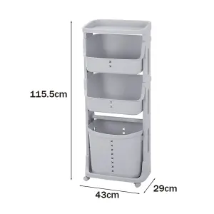 4 Tier Storage Rack Laundry Basket with Wheels