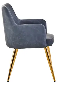 Dark Grey Angular Dining Chair, Gold Finish Lounge Chair, Luxe Kitchen Chair, Livingroom Chair, Accent Chair