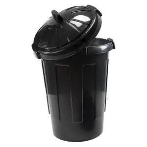 1 x 80 Litre Extra Large Black Kitchen Dustbin Ideal For Home & Garden Storage Complete With Lid