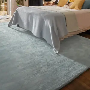 Ice Blue Plain Modern Rug Easy to clean Living room and Bedroom-120cm X 170cm