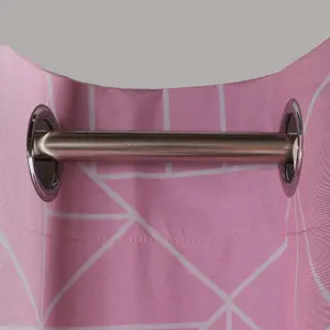 Geometric Eyelet Blackout Curtains Ready Made Pair of Ring Top, Blush - 66X72"