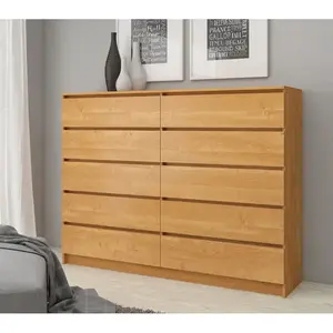 Sideboard, Chest Of Drawers 10 Drawers, Contemporary Chest Of Drawers, Modern Living Room Furniture 121 x 120 x 40 cm Walnut