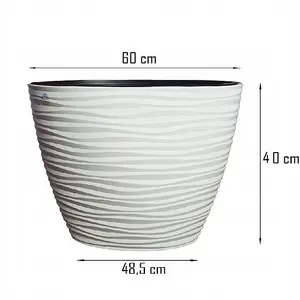 Large Tall Plant Pot Oval Ellipse Dunes Flower Indoor Garden Patio Planter White 40cm