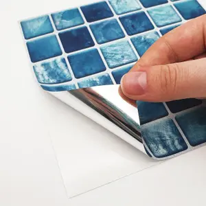 Walplus Mother Pearl Turquoise Jewel Mosaic Wall Metallic Tile Sticker Set Multipack 48Pcs