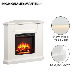 FLAMME Howick Corner Fireplace with 38'' surround with 2kW Fireplace Heater White Multiple Colours Available