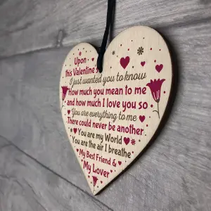 Red Ocean Handmade Valentines Day Gift For Boyfriend Girlfriend Husband Wife Wooden Heart Plaque Keepsake