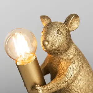 ValueLights Raymond Modern Metallic Gold Painted Rat Design Table Lamp