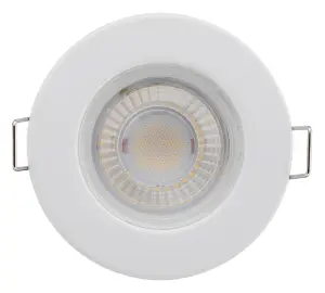 Luceco Matt White Fixed LED Fire-rated Cool white Downlight 5W IP65, Pack of 6