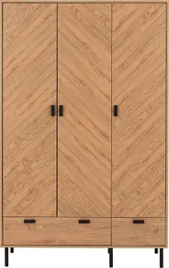 Leon 3 Door 2 Drawer Wardrobe Medium Oak Effect