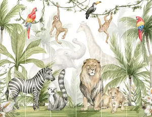 Walltastic Jungle Safari Multicolour Smooth Wallpaper Mural 8ft high x 10ft wide