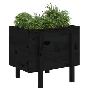 Berkfield Garden Planter Black 62x50x57 cm Solid Wood Pine