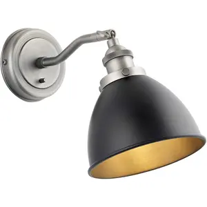 Ceiling Pendant & 2x Matching Wall Light - Matt Black Aged Pewter Finish