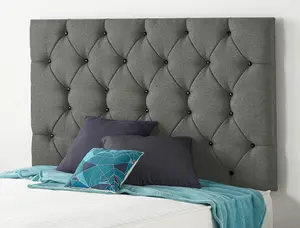 Somnior Premier Grey Linen 6FT Memory Foam Divan Bed With Mattress & Headboard - Super King