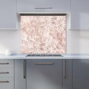 Polished Pale Pink Quartz Effect Premium Glass Kitchen Splashback W900mm x H650mm