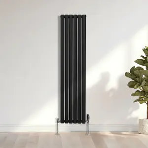 Oval Column Radiator & Valves - 1600mm x 360mm - Black