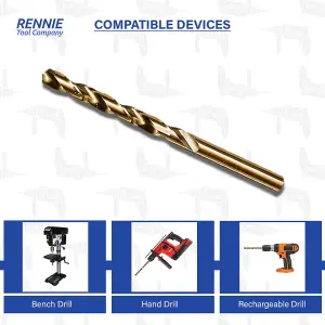 Rennie Tools Box of 10 x 3/64" HSS Gold Cobalt Jobber Drill Bit Set For Stainless Steel, Hard Metals, Aluminium, Cast Iron, Copper